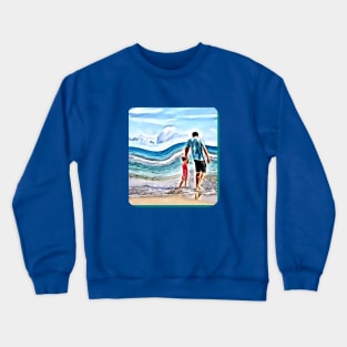 Father and child beach passive income make money Crewneck Sweatshirt